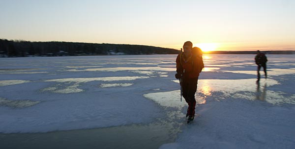 Lake Mälaren, ice skating.