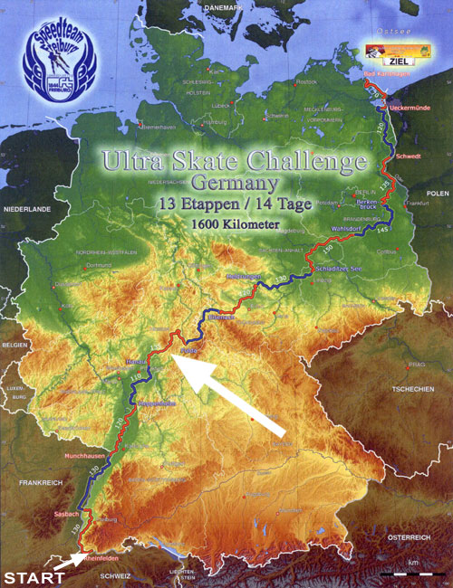 Ultra Skate Challenge (USC) 2013, route map made by Michael Seitz.