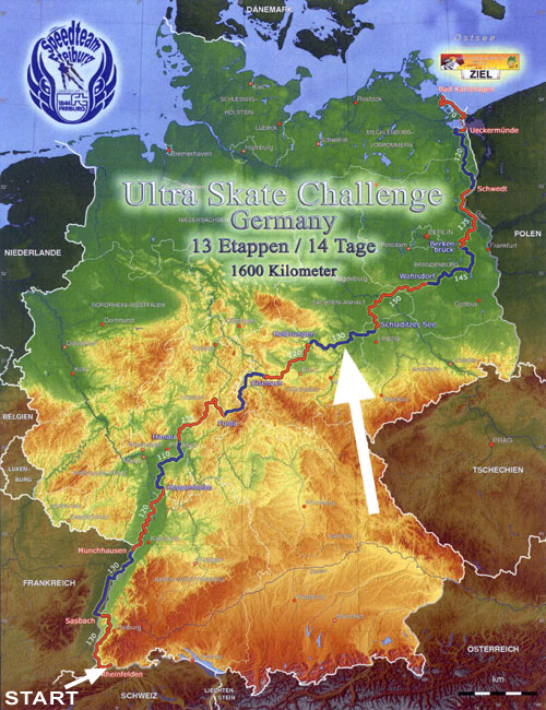 Ultra Skate Challenge (USC) 2013, route map made by Michael Seitz.