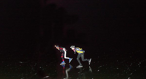 Night skating on ice