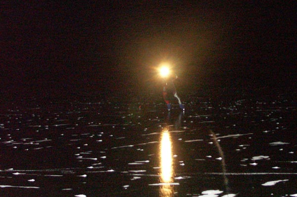 Night skating on ice