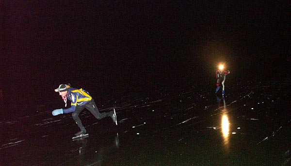 Night skating on ice