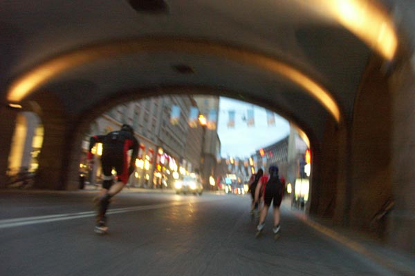 Morning skating on inlines in Stockholm.