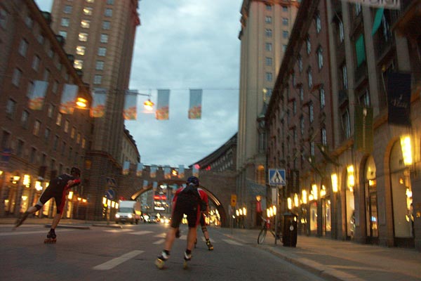 Morning skating on inlines in Stockholm.