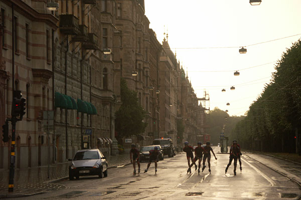 Morning skating on inlines in Stockholm.