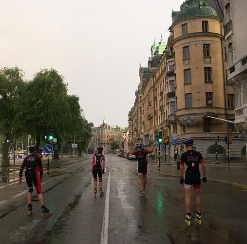 Morning skating on inlines in Stockholm.