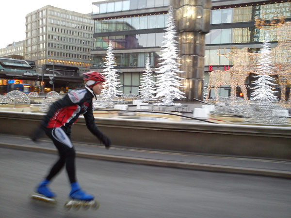 Morning skating on inlines in Stockholm.