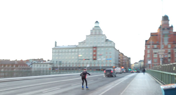 Morning skating on inlines in Stockholm.