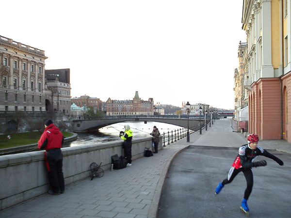 Morning skating on inlines in Stockholm.