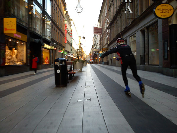 Morning skating on inlines in Stockholm.