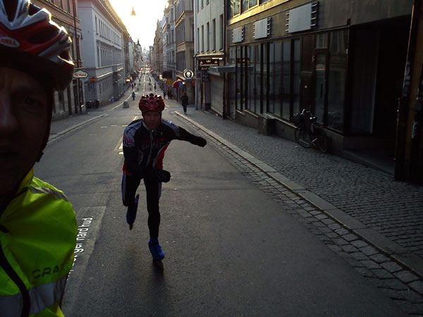 Morning skating on inlines in Stockholm.