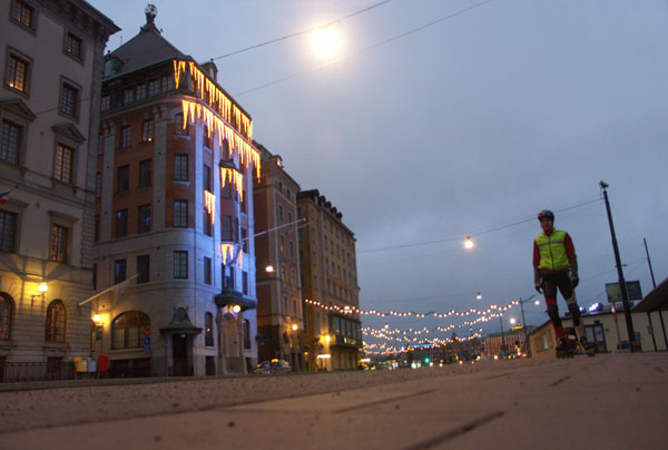 Morning skating on inlines in Stockholm.