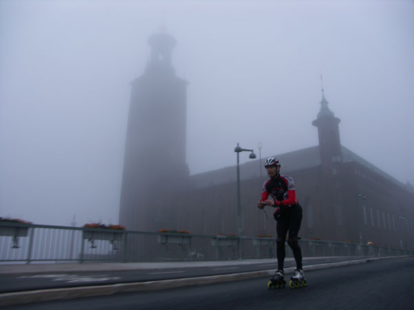 Morning skating on inlines in Stockholm.