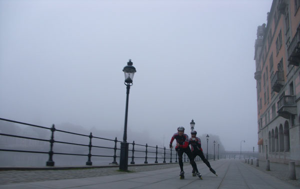 Morning skating on inlines in Stockholm.