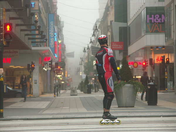 Morning skating on inlines in Stockholm.