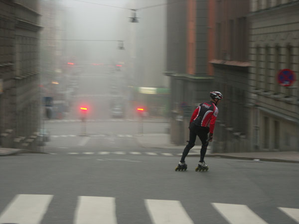 Morning skating on inlines in Stockholm.