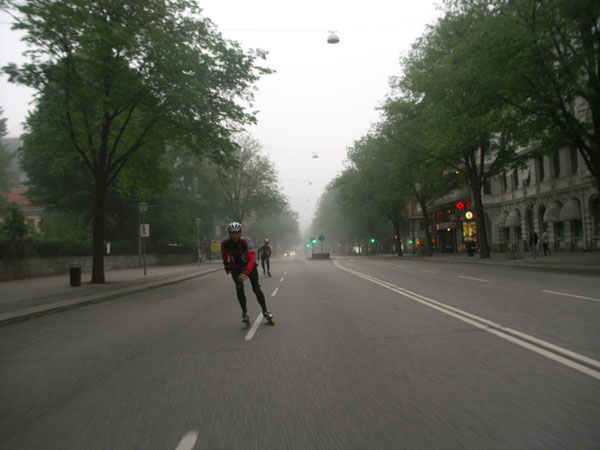 Morning skating on inlines in Stockholm.