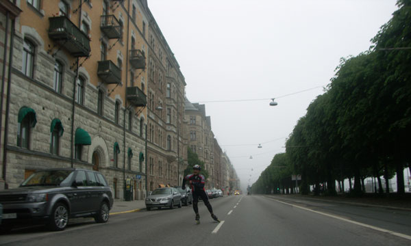 Morning skating on inlines in Stockholm.