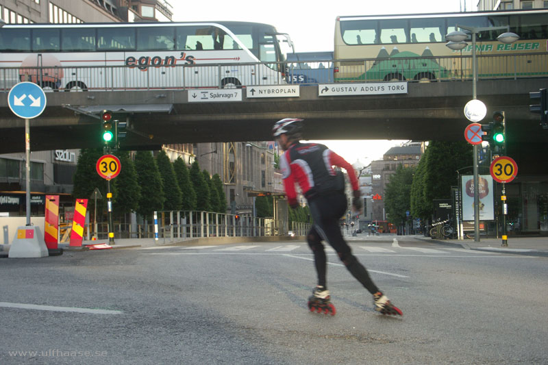 Morning skating on inlines in Stockholm.