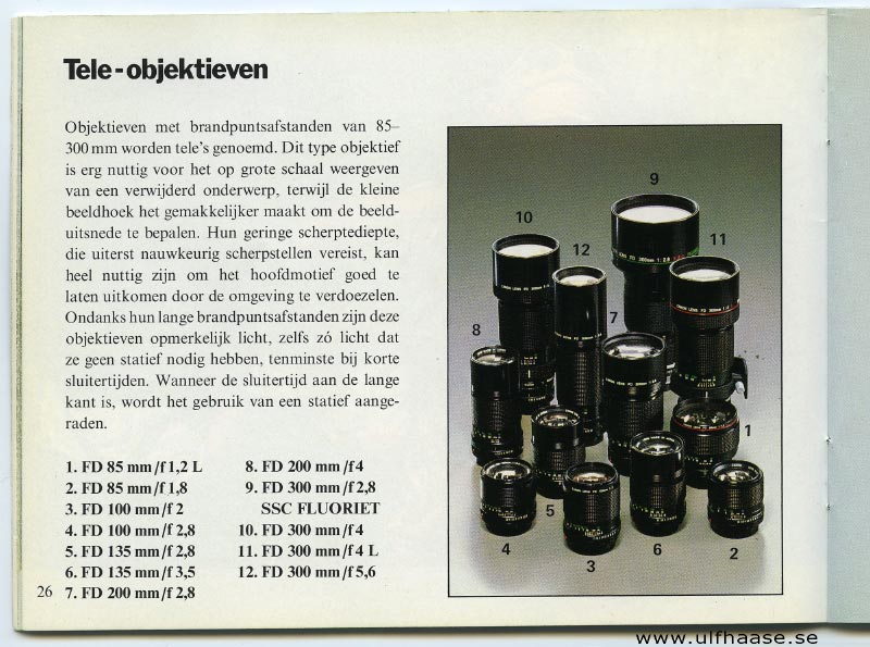 Canon FDn lenses (brochure), 1980