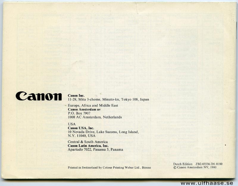 Canon FDn lenses (brochure), 1980