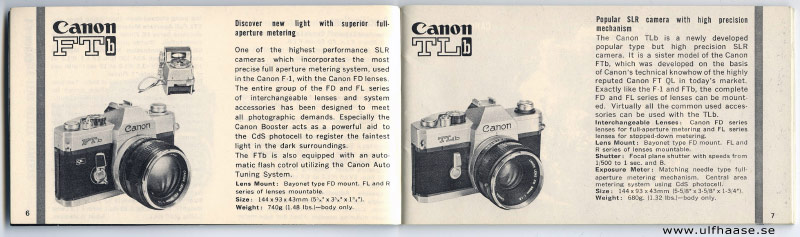 Canon Products Guide (brochure), 1972