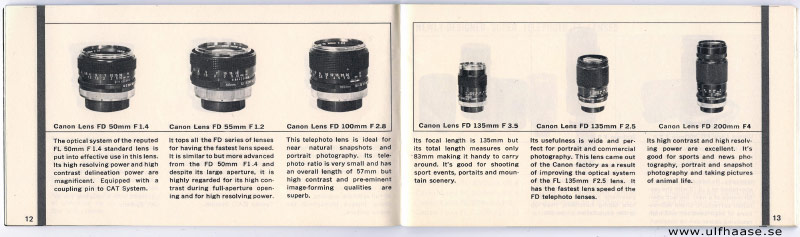 Canon Products Guide (brochure), 1972