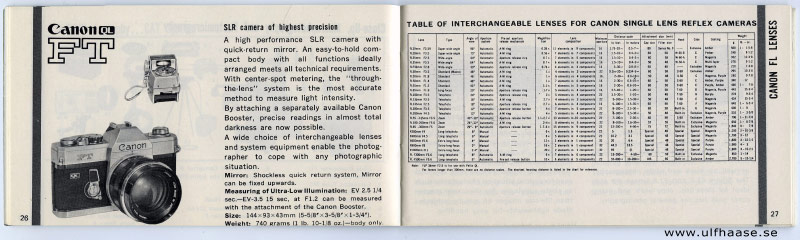 Canon Products Guide (brochure), 1972