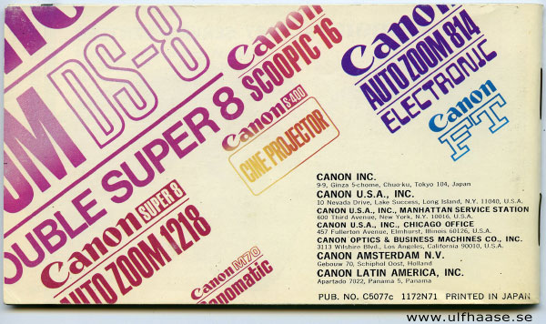 Canon Products Guide (brochure), 1972