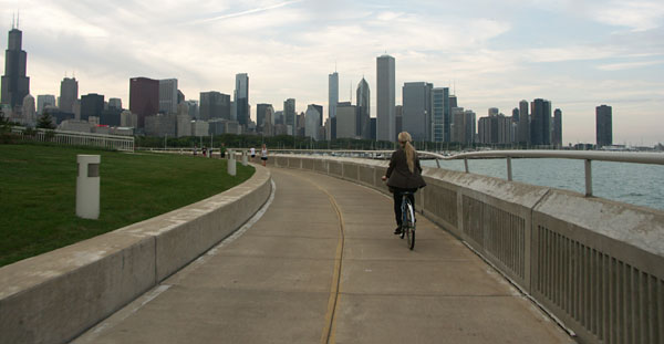 Inline skating in Chicago.