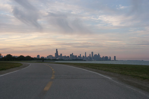 Inline skating in Chicago.