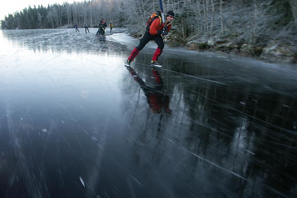 Ice skating in in Västmanland.