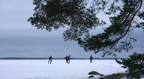 Ice skating, Stockholm archipelago.