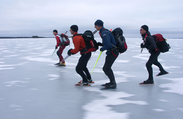 Ice skating, Stockholm archipelago.