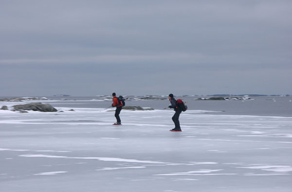 Ice skating, Stockholm archipelago.