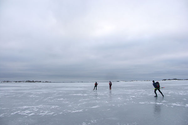 Ice skating, Stockholm archipelago.