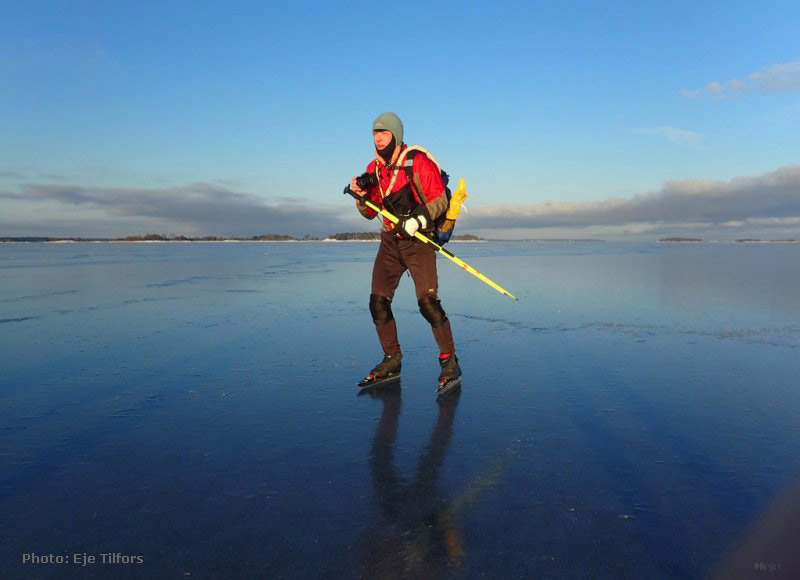 Ice skating in the Stockholm archipelago 2016.