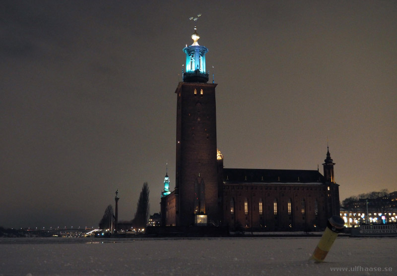 Ice skating in Stockholm city, Stadshuset/The Stockholm City Hall