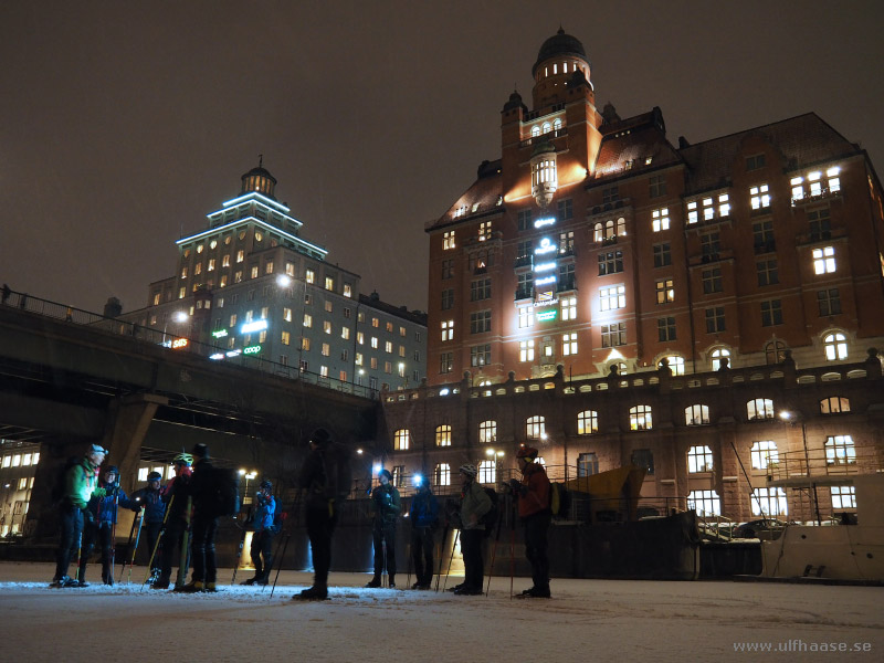 Ice skating in Stockholm city, S:t Eriksbron