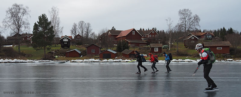 Ice skating on lake Siljan