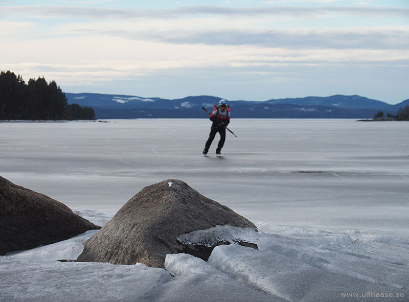 Ice skating on lake Siljan