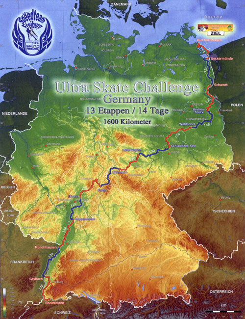 Ultra Skate Challenge (USC) 2013, route map made by Michael Seitz.