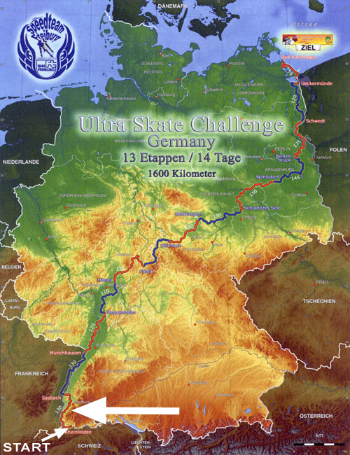 Ultra Skate Challenge (USC) 2013, route map made by Michael Seitz.