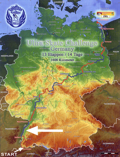 Ultra Skate Challenge (USC) 2013, route map made by Michael Seitz.