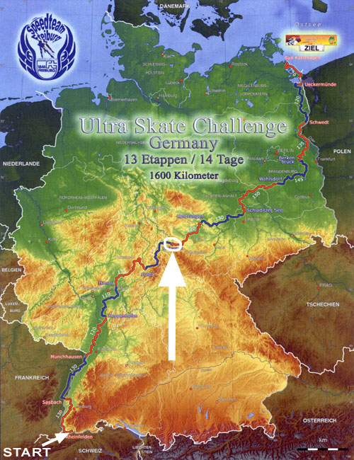 Ultra Skate Challenge (USC) 2013, route map made by Michael Seitz.