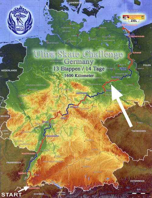 Ultra Skate Challenge (USC) 2013, route map made by Michael Seitz.