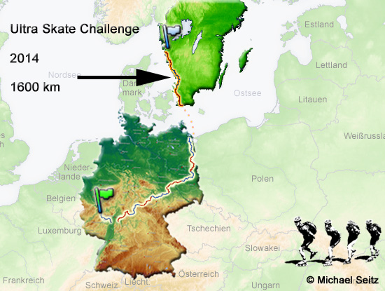 Ultra Skate Challenge (USC) 2014, route map made by Michael Seitz.