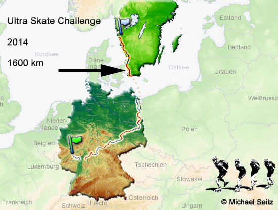 Ultra Skate Challenge (USC) 2014, route map made by Michael Seitz.