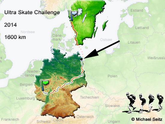 Ultra Skate Challenge (USC) 2014, route map made by Michael Seitz.