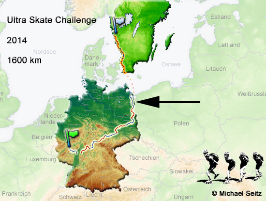 Ultra Skate Challenge (USC) 2014, route map made by Michael Seitz.